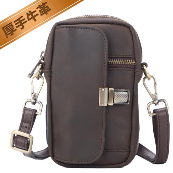 TIDING 小さめ ショルダーバッグ メンズ 本革 厚手牛革 2WAY 斜め掛け メディスンバッグ...