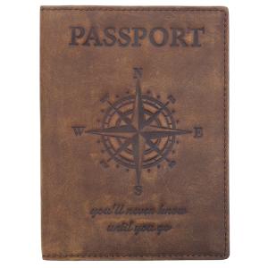 TIDING パスポートケース 厚手牛革 薄型 スキミング防止 本革 オイルプルアップレザー パスポートカバー 出張 海外 ダークブラウン プレゼント