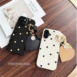 iPhone17 ケース iPhone16 ケース iPhone15 スマホケース iPhone14 ケース iPhone 16 16e pro max Air アイフォン 13 12 ケース 韓国 ドット 水玉 ハート レザー