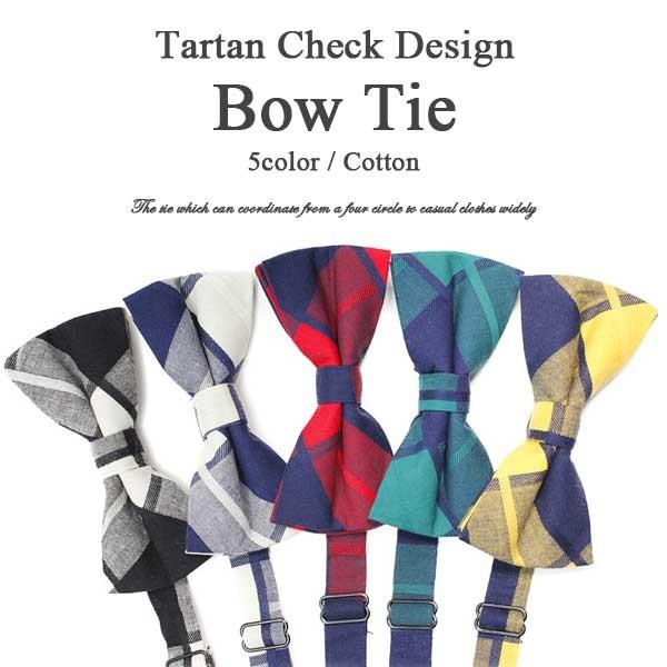 タータンチェック デザイン 蝶ネクタイ ネクタイ Bowtie メンズ レディース フォーマルファッ...