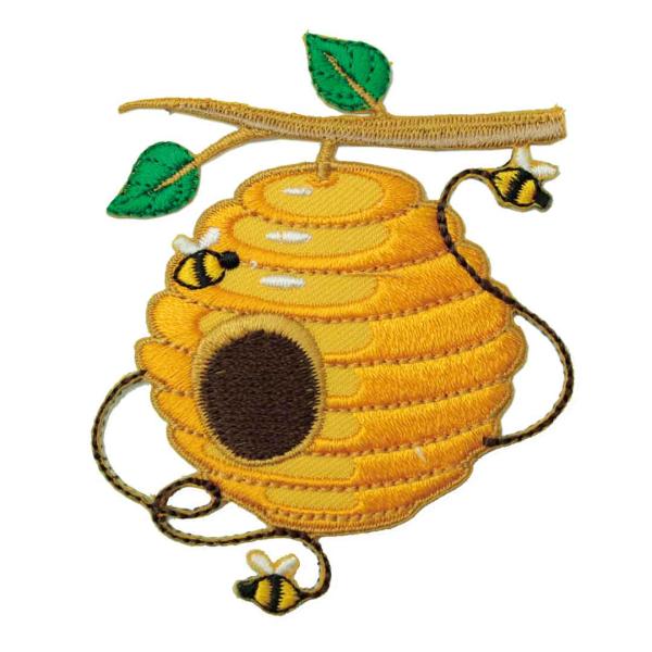 ワッペン アップリケ アイロンハチの巣 蜂 Bee ハチ イエロー はちみつ デザイン わっぺん w...