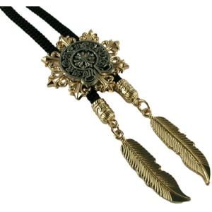 紐ループタイ ボロタイ アンティーク シンプル サークル 円 ブラックX