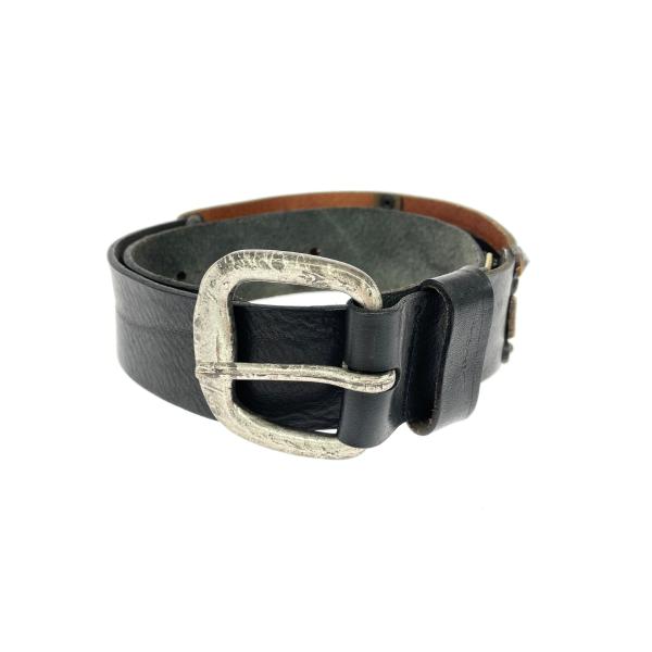 DIESEL ディーゼル ベルト  表記サイズ:80cm スタッズ/レザー/ブラック ヴィンテージ ...