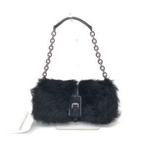 LONGCHAMP ロンシャン  ワンショルダーバッグ 美品  ブラック レザー ファー レディース bag  鞄｜tifana