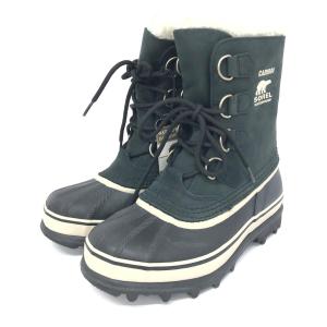 SOREL ソレル カリブー スノーブーツ 未使用品 24.0  ブラック ヌバック×ラバー  レディース 靴 シューズ ブーティー boots｜tifana