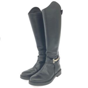 Salvatore Ferragamo サルヴァトーレフェラガモ  ロングブーツ 良好 34  ブラック レザー  レディース 靴 シューズ ブーティー boots｜tifana