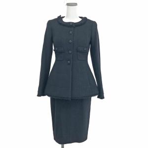 CHANEL シャネル コート グレー ブラック ライオン ボタン コットン  