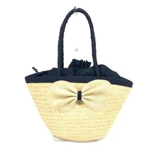 TOCCA トッカ  かごバッグ   ネイビー/ベージュ  リボン レディース bag  鞄｜tifana