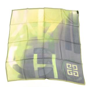 GIVENCHY ジバンシィ  スカーフ 美品  グリーン シルクシフォン 4G柄 レディース スカーフ カレ 絹 服飾小物