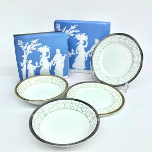 Wedgwood ウェッジウッド セレスティアルゴールド＆プラチナ スーププレート＆ボウル 箱付 2客セット 新品同様  ホワイト   洋食器｜tifana