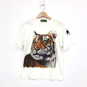 HUNTING WORLD ハンティングワールド  カットソー 良好 Sサイズ  ホワイト コットン レディース アニマルプリント 半袖 トップス Tシャツ｜tifana