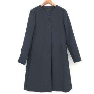 TO BE CHIC トゥービーシック  ノーカラーコート 良好 40  ネイビー  レディース  ...