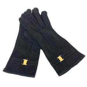 Salvatore Ferragamo サルヴァトーレフェラガモ  手袋    ブラック スエード  レディース イタリア製 glove グローブ 服飾小物｜tifana
