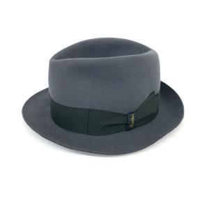 Borsalino ボルサリーノ  ラビットハット 良好 57  グレー ウール100％ 兎毛 中折れ レディース イタリア製 帽子 hat 服飾小物｜tifana