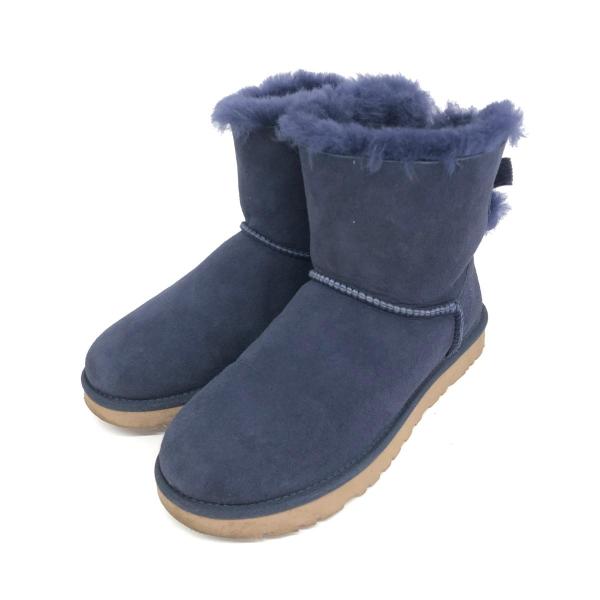 UGG アグ  ムートンブーツ  US7  ネイビー  リボン レディース 靴 シューズ ブーティー...