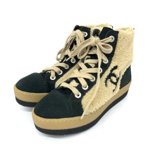 CHANEL シャネル  スニーカー  37 1/2  ブラック/ベージュ ムートンファー ココマーク レディース 靴 シューズ sneakers｜tifana