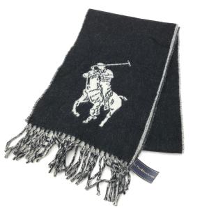 POLO RALPH LAUREN ポロラルフローレン  マフラー 未使用品  ブラック/ホワイト  ポニー ユニセックス 服飾小物 メンズ レディース｜tifana