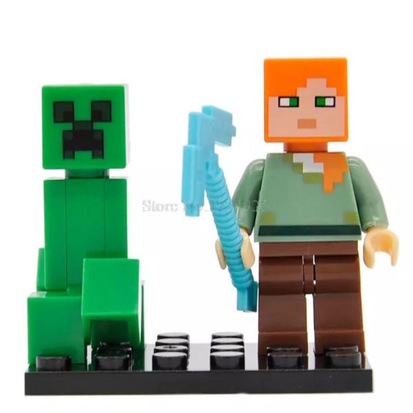 マインクラフト レゴ互換 ブロック ミニフィグ アレックス クリーパー ミニフィギュア マイクラゲー...