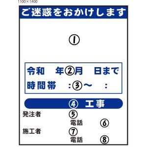 工事看板 情報看板 鉄枠付 無反射 1100×1400 ご迷惑をおかけします