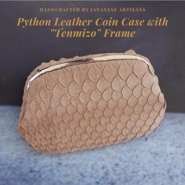 パイソンレザー コインケース 薄型 ガマ口 財布 天溝がま 小銭入れ メンズ レディース 錦ヘビ革 ...