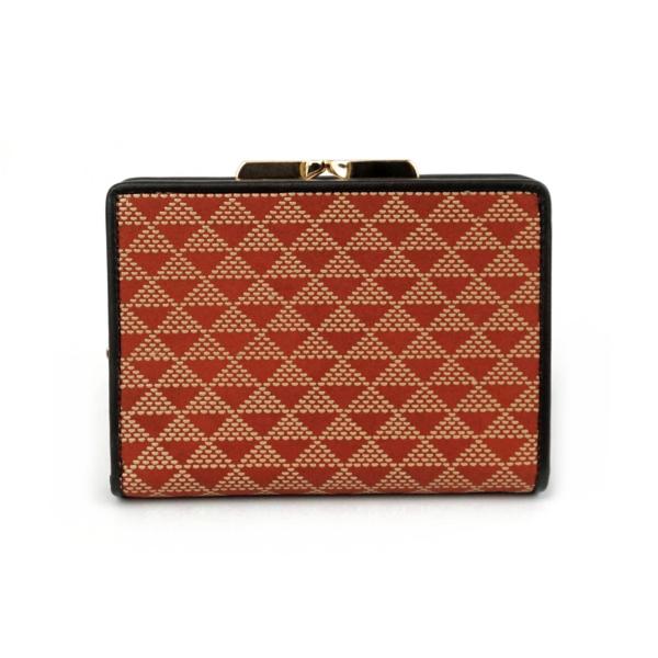 財布　印伝　鹿革　ウロコ柄　ガマ財布　ガマ札　ディアスキン　レンガ色×ベージュ　日本製　ギフト　プレ...