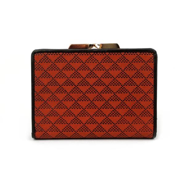 財布　印伝　鹿革　ウロコ柄　ガマ財布　ガマ札　ディアスキン　レンガ色×ブラック　日本製　ギフト　プレ...