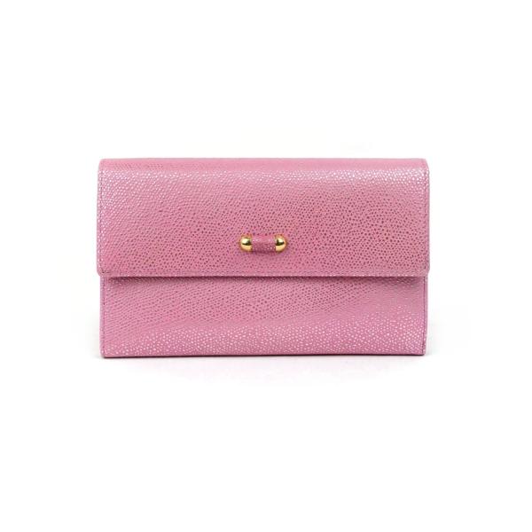 財布 レディース 長財布 本革 牛革 型押し 小銭入れあり 日本製 ローズピンク 通帳も入る 日本製