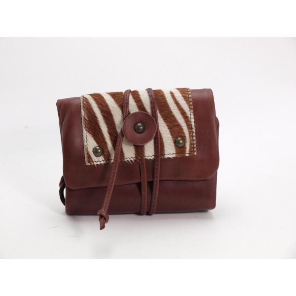 財布　札入れ　紐付き　ハラコ・牛革　袋縫い　 ブラウン