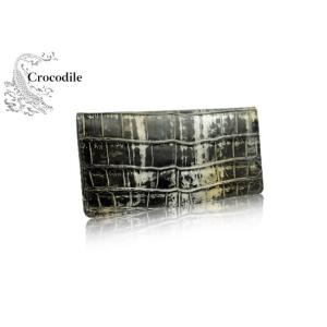 【1点限定】希少 ワニ革 クロコダイル 長財布 メンズ 日本製 本革 当店限定 小銭入れなし ブラッ...
