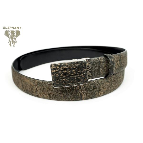エレファントレザー　象革　メンズ　ベルト　日本製　　35mm幅　ブラック×アンティークゴールド