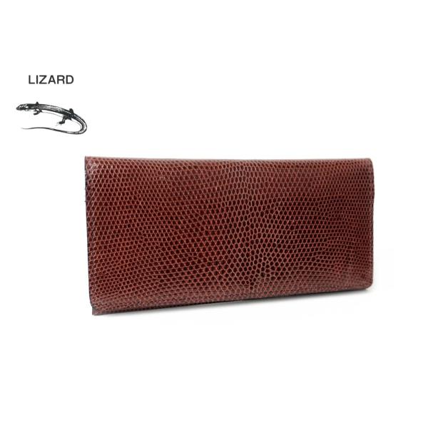 本革　リザードレザー　トカゲ革　財布　長財布　小銭入れあり　バーガンディ　日本製
