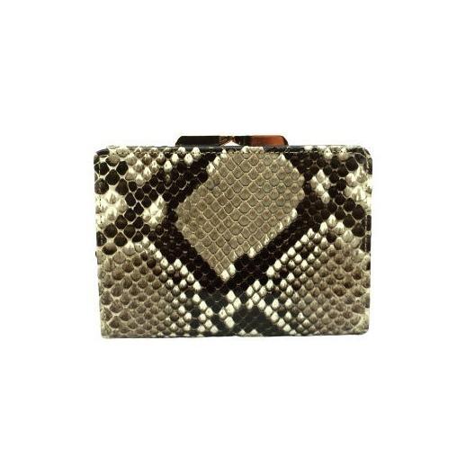 財布　ガマ口財布　蛇革　ダイヤモンドパイソンレザー　錦ヘビ　ナチュラル　日本製