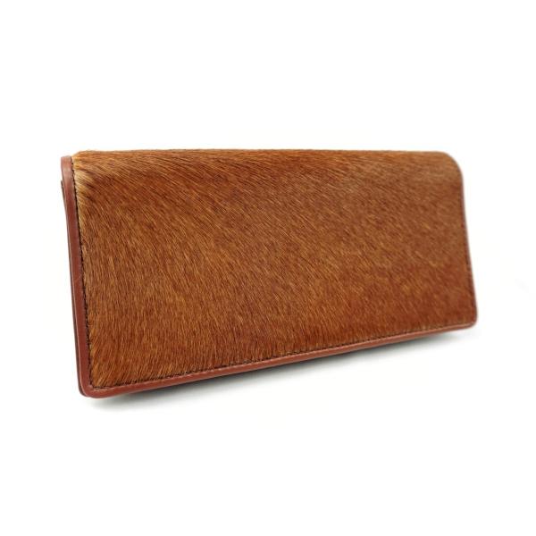 財布　長財布　馬毛革　牛革　ホースレザー　小銭入れあり　日本製　ブラウン　