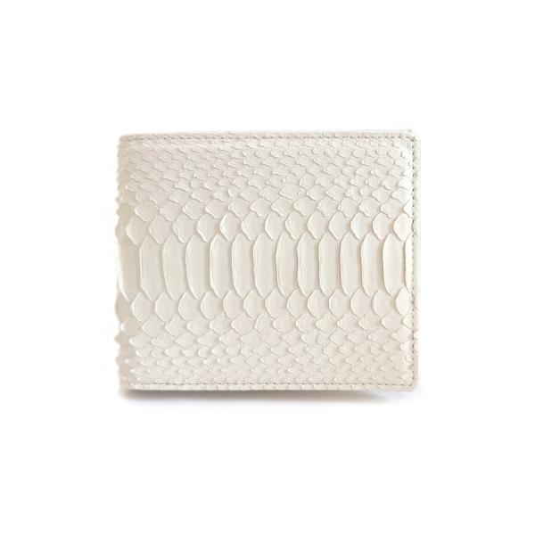 二つ折り財布 錦ヘビ 白ヘビ ホワイトパイソン 無双仕様 日本製 本革 メンズ レディース 内側蛇革...