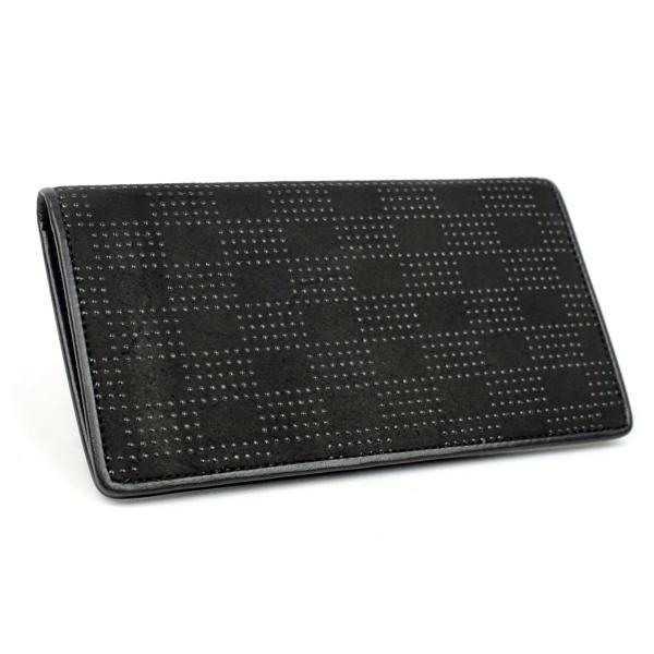 印伝　長財布　市松模様　 鹿革 ディアスキンレザー　スマートウォレット　薄型 　ドット柄　日本製