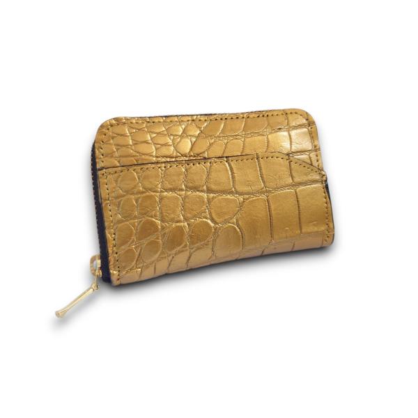 小銭入れ クロコダイル 本革 メンズ コインケース マット仕上げ 日本製 ゴールド
