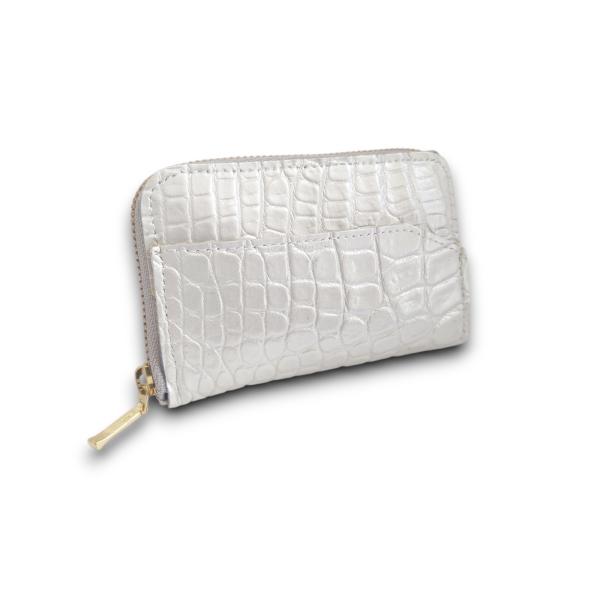 小銭入れ クロコダイル 本革 メンズ コインケース マット仕上げ 日本製 シルバー