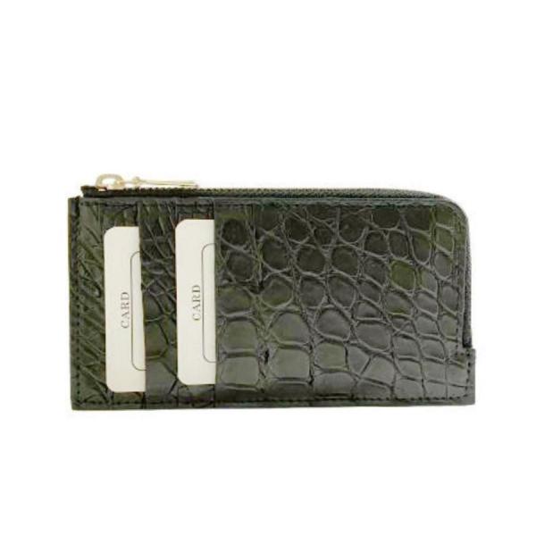 フラグメントケース クロコダイル 本革 メンズ コイン＆カードケース マット仕上げ 日本製 ブラック