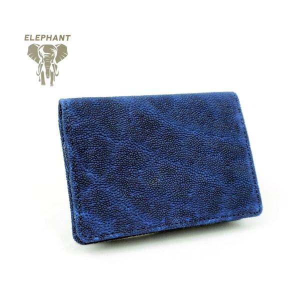 エレファントレザー 象革　名刺入れ　メンズ　ブルー　日本製　