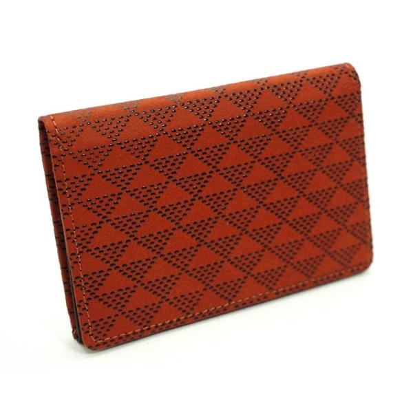 名刺入れ　印伝　ディアスキン　ウロコ柄　レンガ色×ブラック
