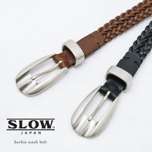 ＜クーポン対象外＞SLOW スロウ herbie mesh belt ハービー メッシュベルト HS90P レザー 山陽社製 ブラック ブラウン メンズ レディース｜FLISCO byタイガース・ブラザース