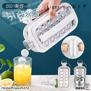 2023新作 2way 製氷皿 製氷器 水筒 アイスボール ボトル 透明 クリアケース おしゃれ 製氷 アイストレー ひんやり クール 冷たい 丸氷｜tiger sunストア