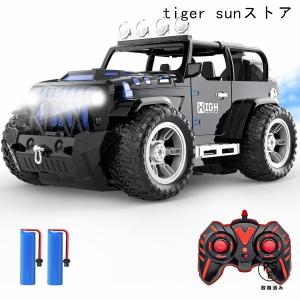 ラジコンカー こども向け おもちゃ 1/16 オフロード ジープ RCカー スプレー機能 2.4GHz 屋内外 LEDライト リモコンカー 誕生日 入園 こどもの日 プレゼント