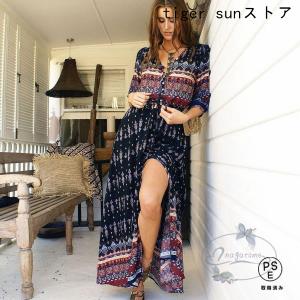 マキシワンピース ボヘミアン 花柄 夏 大きい...の詳細画像5