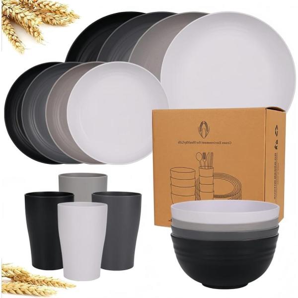 【割れない・耐落下】プラスチック食器 16点セット（23cmプレート+ボウル+カップ）電子レンジ/食...