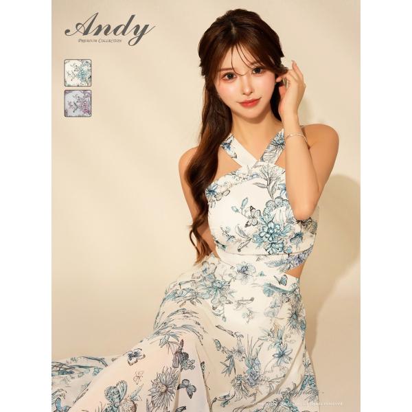 【取り寄せ商品】andy アンディ 高級 ノースリーブ フラワー柄 クロスネック くびれ Aライン ...