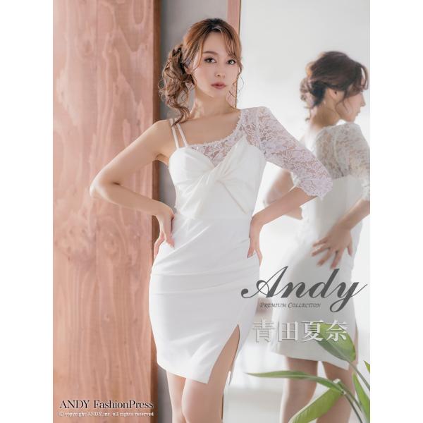 【取り寄せ商品】andy アンディ 高級 アシンメトリー 袖あり キャミソール レース ワンカラー ...