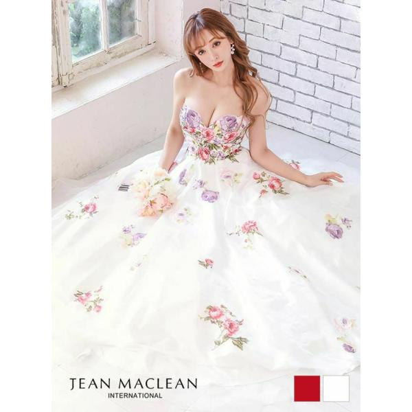 【即日発送】JEANMACLEAN ジャンマクレーン キャバドレス フラワー ビジュー ベア  フレ...