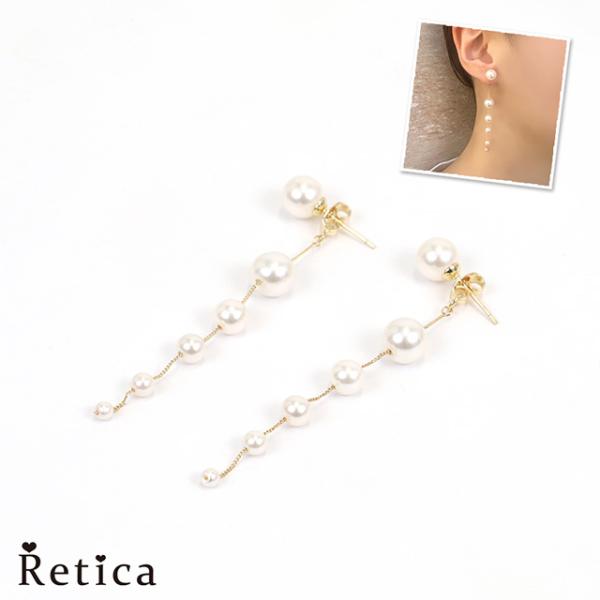 ピアス アクセサリー パール ビジュー ゴールド ホワイト スタッド アクセ ガーリー レディース ...