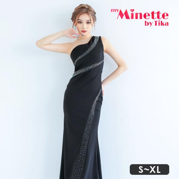 ロング キャバ ドレス ワンショルダー タイト キャバドレス レッド ブラック 黒 赤 大きいサイズ...